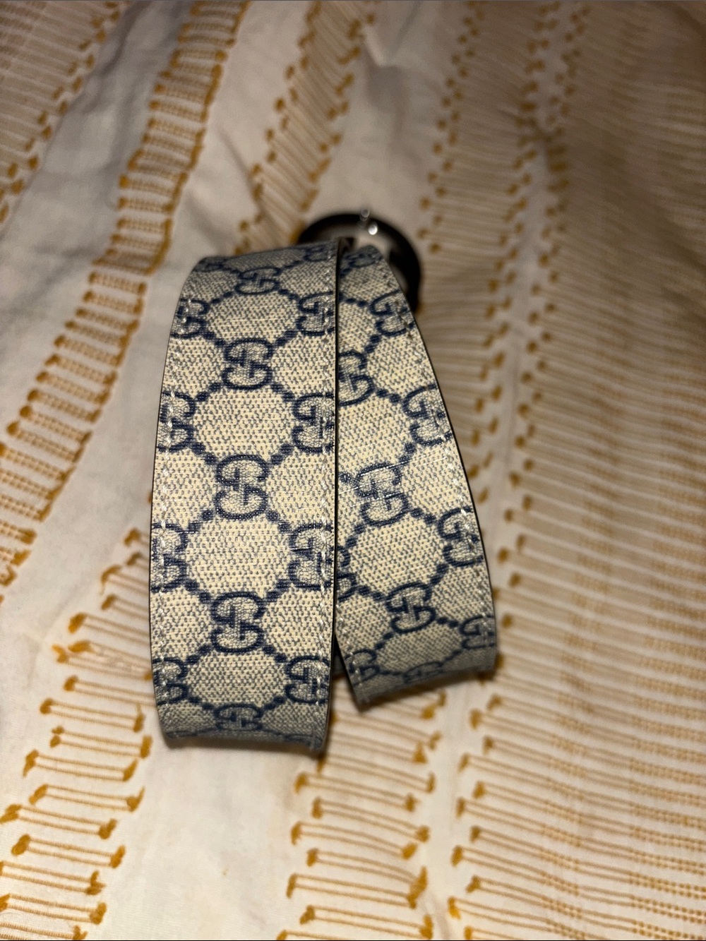 Designer Monogram Men's Gucci Belt l with Silver Buckle - Picture 6 of 7